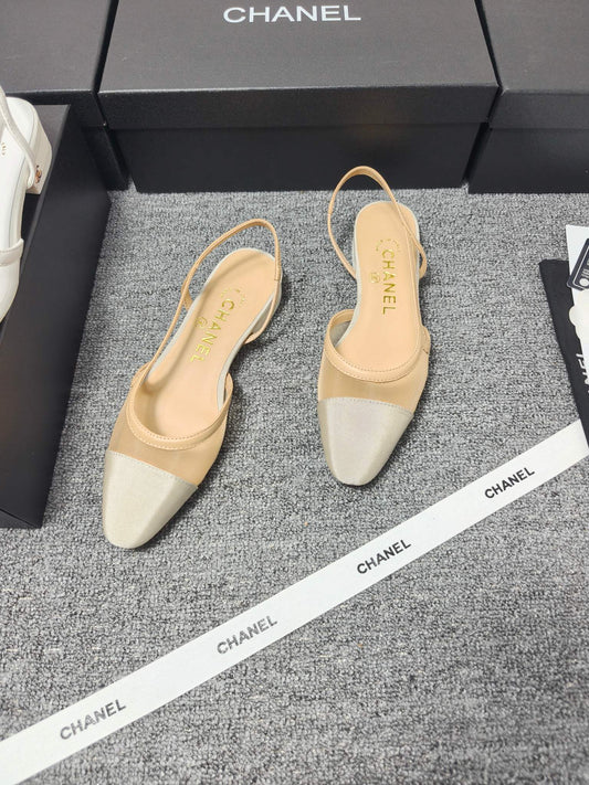 CC 26s Slingback Beige Mesh Fabric Sheepskin 682001