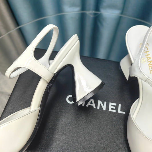 cc slingbacks sandal 85 white patent calfskin