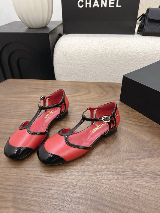 CC 26s Mary Jane Black Red Lambskin Patent Leather 915325