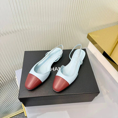 CC 26 Slingback Flat Sky Blue Burgundy Lambskin 714026