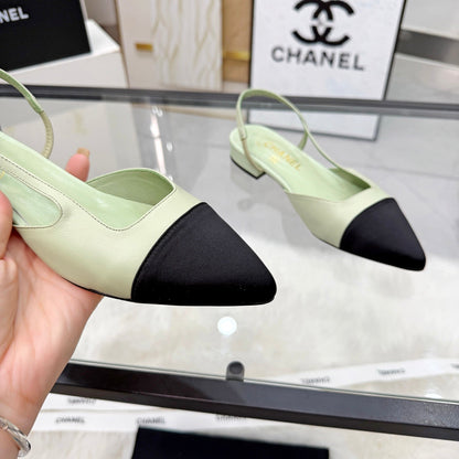 CC Slingback Flats Lime Green Cowhide Leather 873859