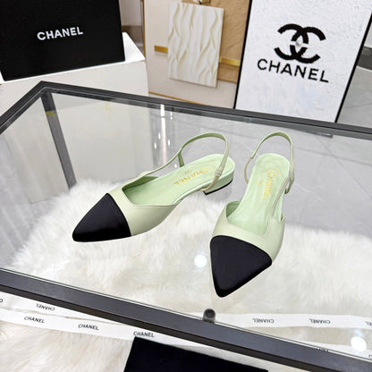 CC Slingback Flats Lime Green Cowhide Leather 873859