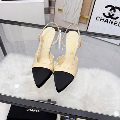 CC Slingback Pumps Beige Cowhide Leather 873845