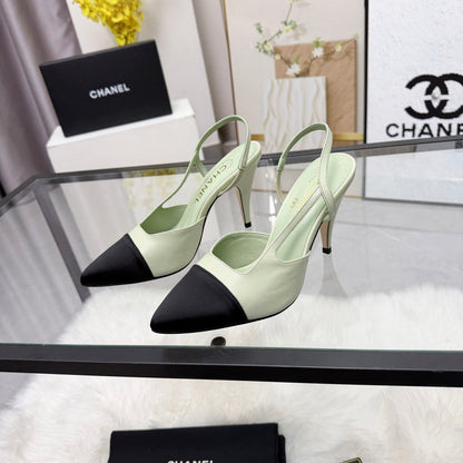 CC Slingback Pumps Lime Green Cowhide Leather 873846