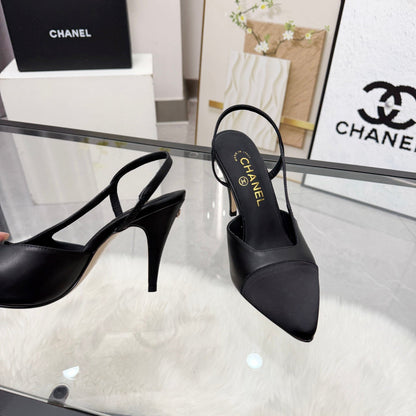 CC Slingback Pumps Black Cowhide Leather 873849