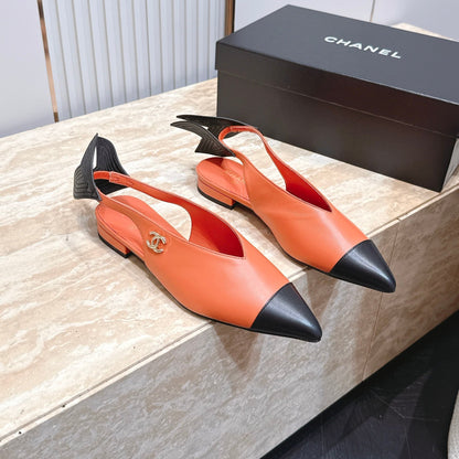 CC Métiers d'Art 2026 Slingback Flats Coral Orange Lambskin 898975