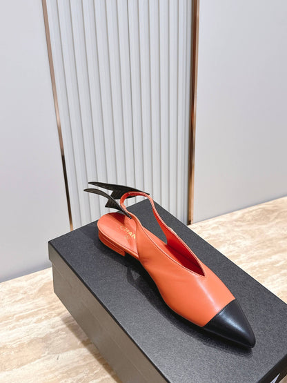 CC Métiers d'Art 2026 Slingback Flats Coral Orange Lambskin 898975