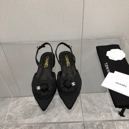 CC 25C 2CM Slingback Flats Black Fabric 213238