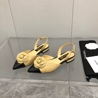 CC 25C 2CM Slingback Flats Buff Yellow Leather 213239