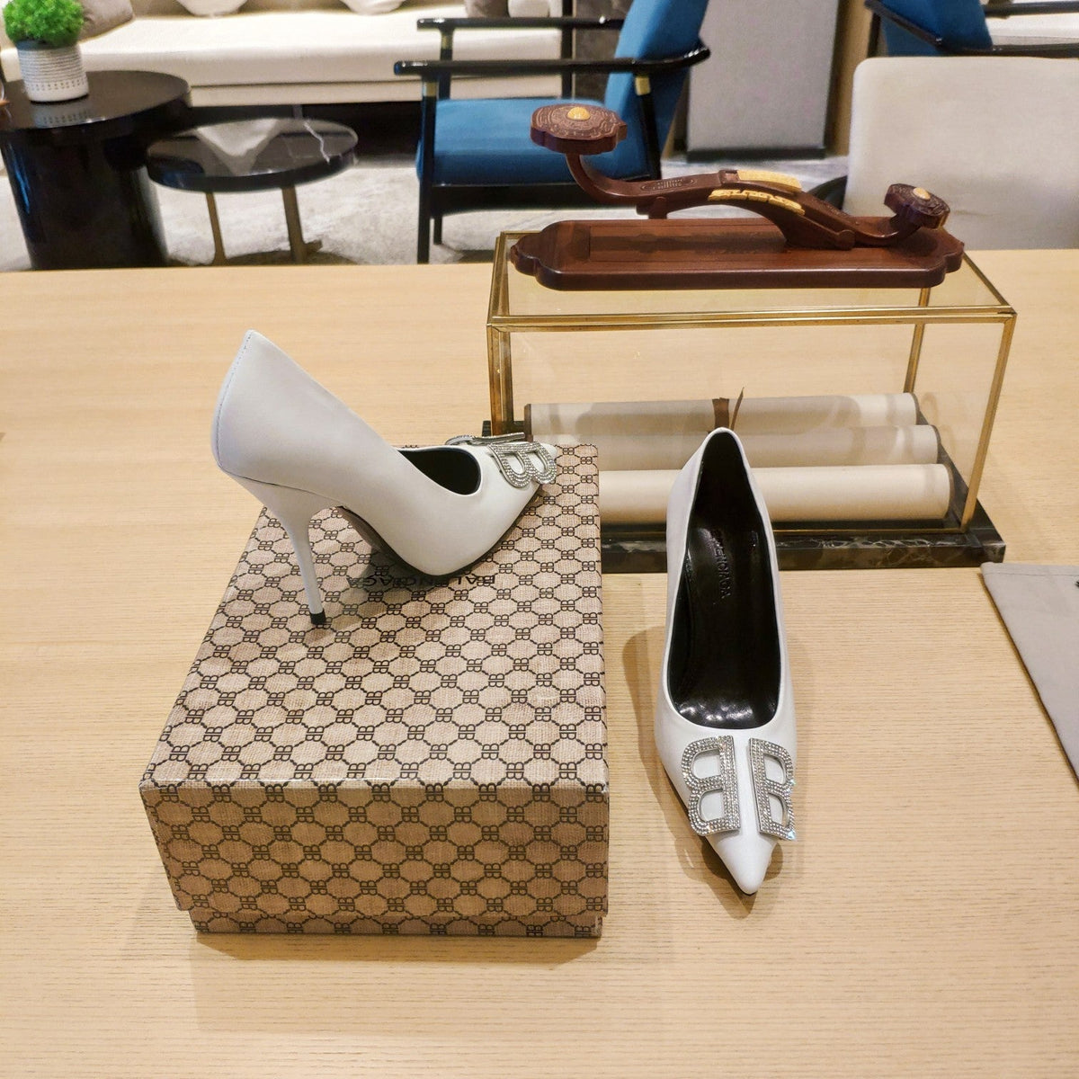 Balenciaga 26s High Heel Pump 105 White Cowhide 681173