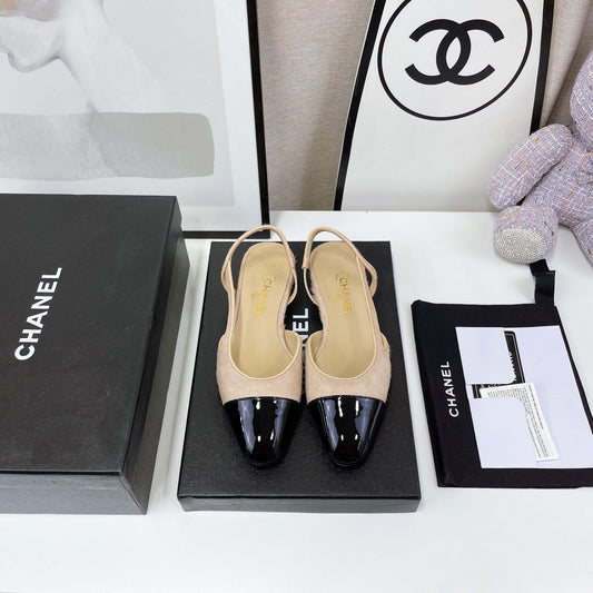 CC Slingback Beige Lambskin And Horsehair