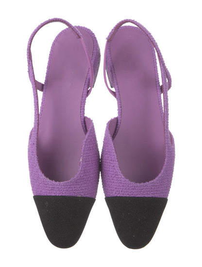 slingbacks purple black lambskin tweed