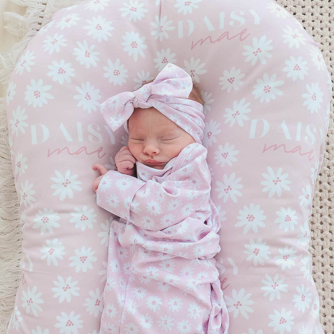 Pink Daisy Personalized Swaddle Blanket