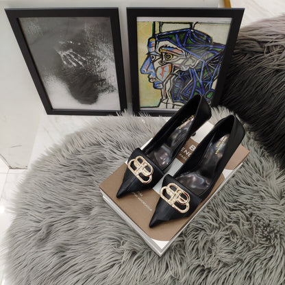 Balenciaga 26s Heel Pump 80 Double-B Cowhide 681296