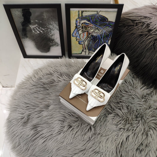 Balenciaga 26s Heel Pump 80 Double-B Cowhide 681296