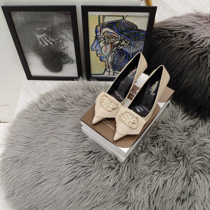 Balenciaga 26s Heel Pump 80 Double-B Cowhide 681296