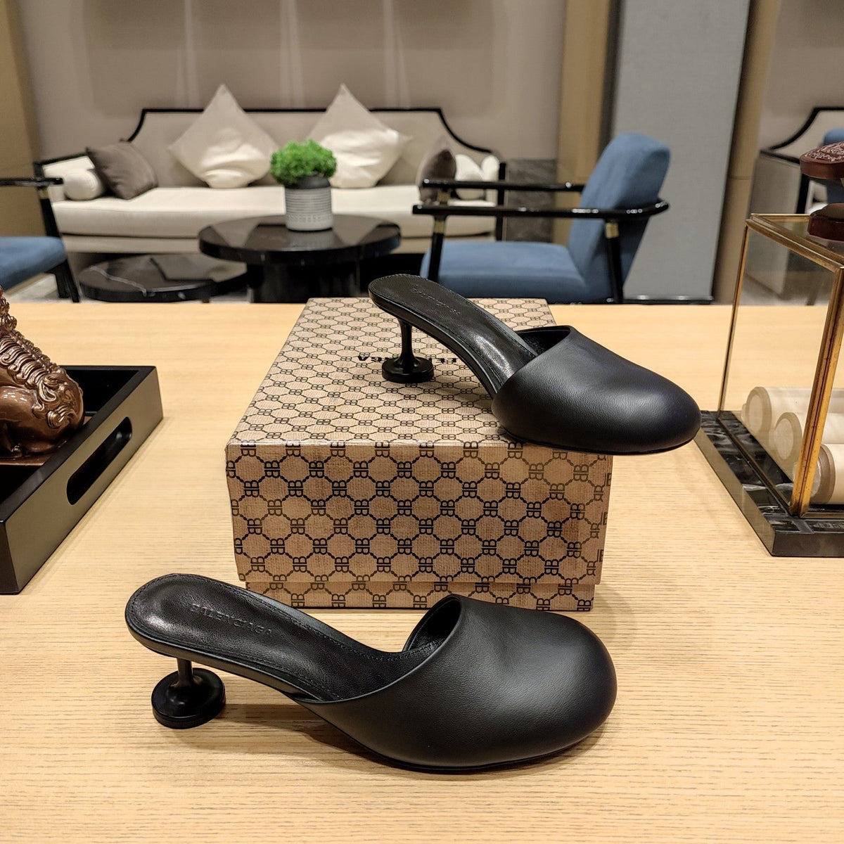 Balenciaga 26s Cup Heel Mules 45 Cowhide
