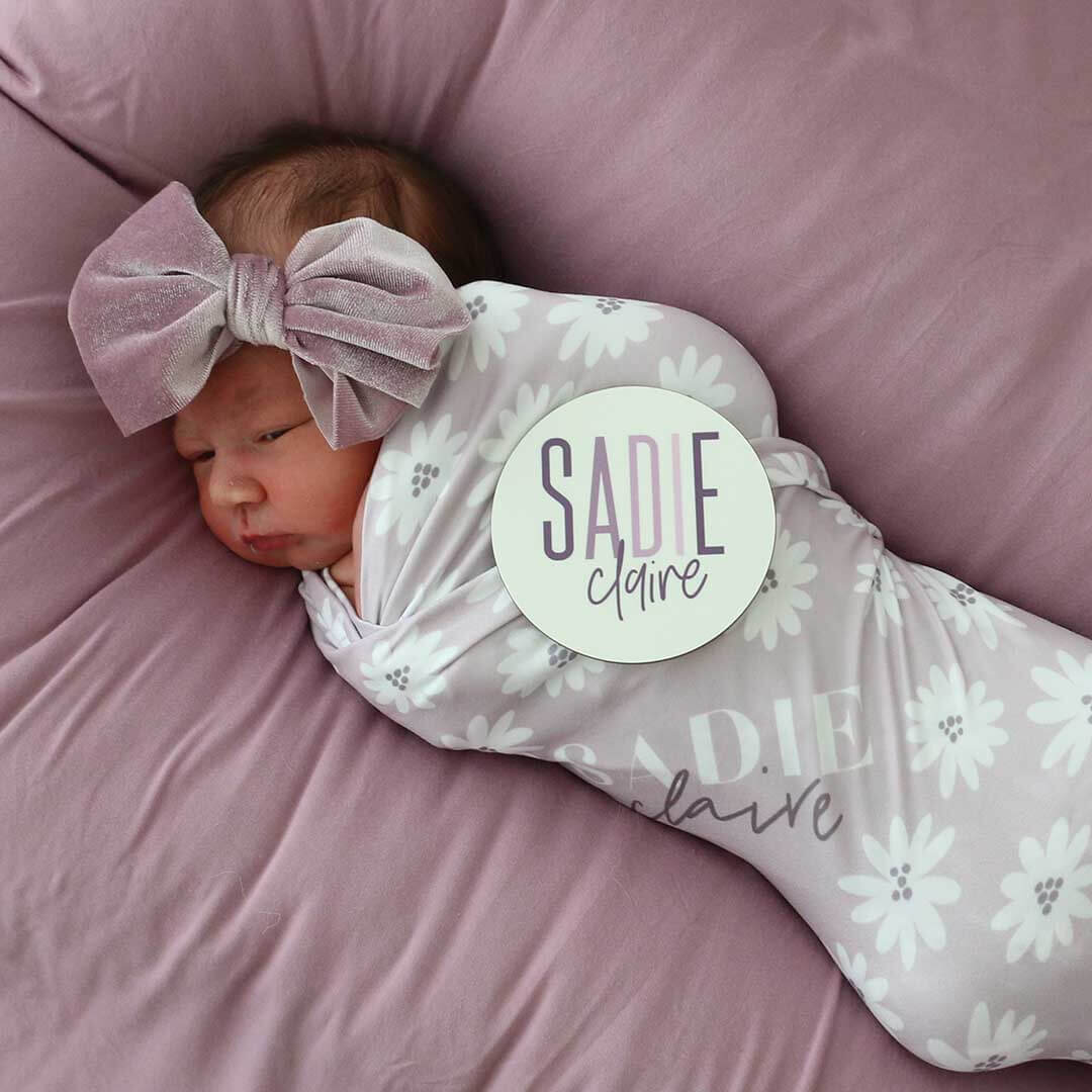 Purple Daisy Personalized Swaddle Blanket