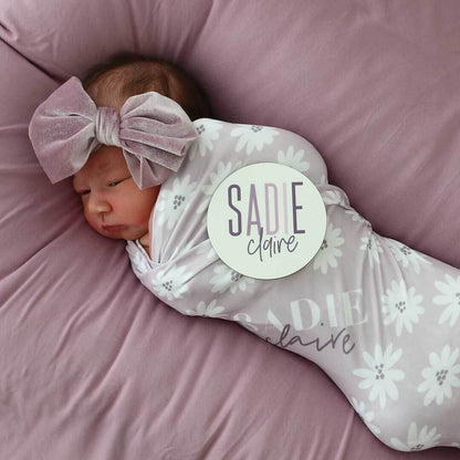 Purple Daisy Personalized Swaddle Blanket