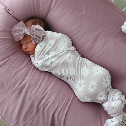 Purple Daisy Personalized Swaddle Blanket