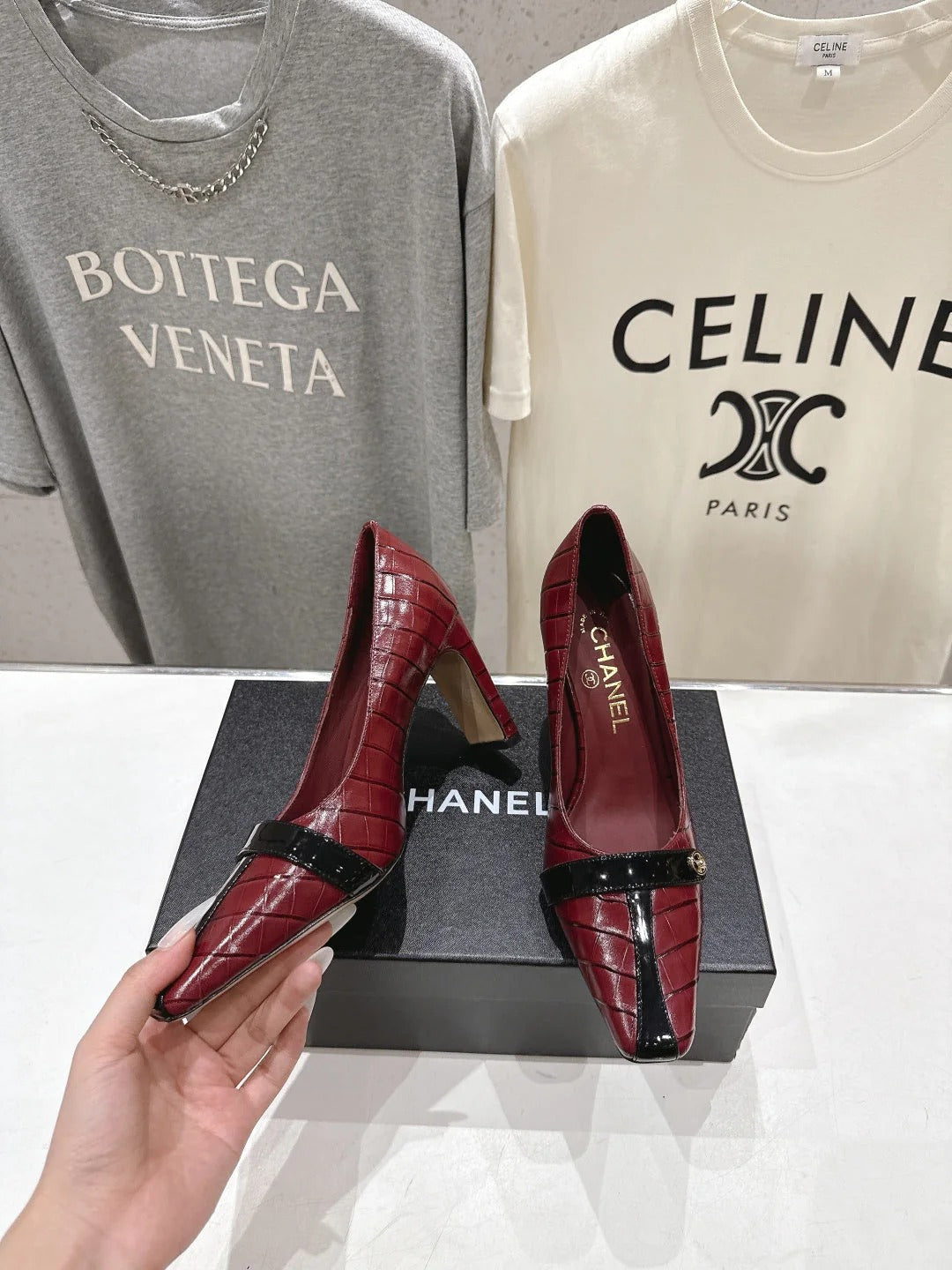 Channel 2026 Embossed Patent Calfskin 85mm Pumps 896450