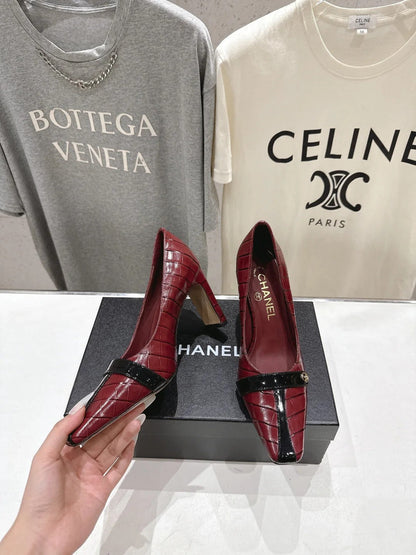 Channel 2026 Embossed Patent Calfskin 85mm Pumps 896450