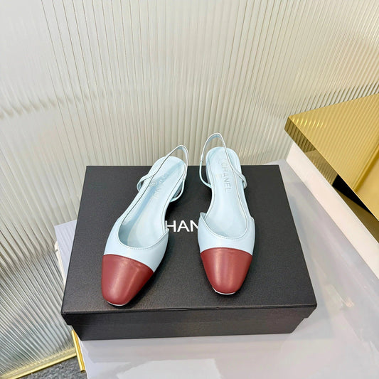CC 26 Slingback Flat Sky Blue Burgundy Lambskin 714026