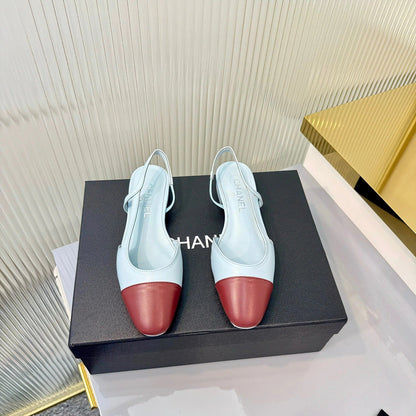 CC 26 Slingback Flat Sky Blue Burgundy Lambskin 714026