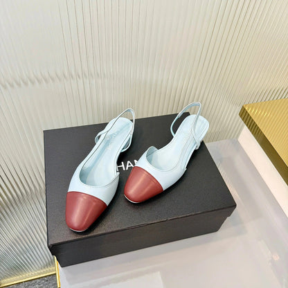 CC 26 Slingback Flat Sky Blue Burgundy Lambskin 714026