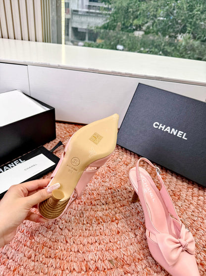 CC 26s Bow Heels Slingback Pink Sheepskin 703666