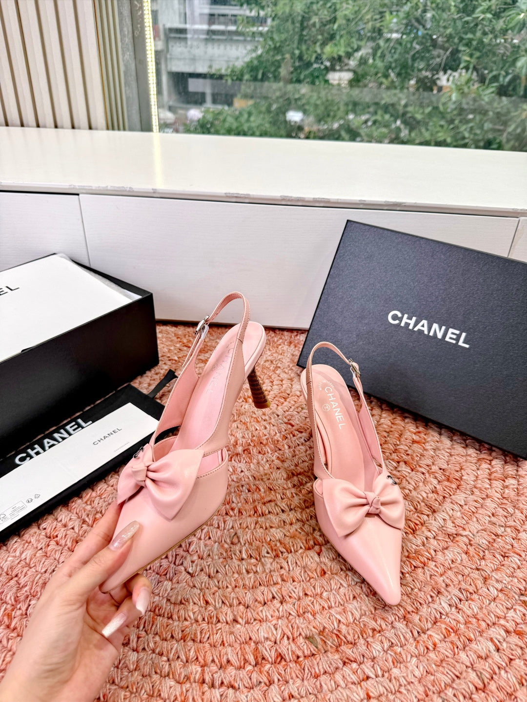 CC 26s Bow Heels Slingback Pink Sheepskin 703666