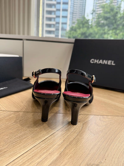 CC 26s Slingback Black Suede Patent Leather 933122