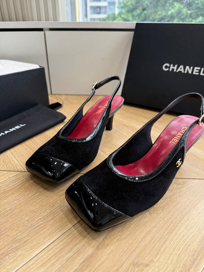 CC 26s Slingback Black Suede Patent Leather 933122