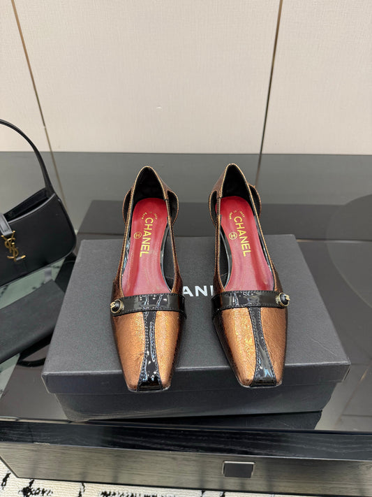 CC 26P Slingback 5cm Brown Black Patent Leather 791611