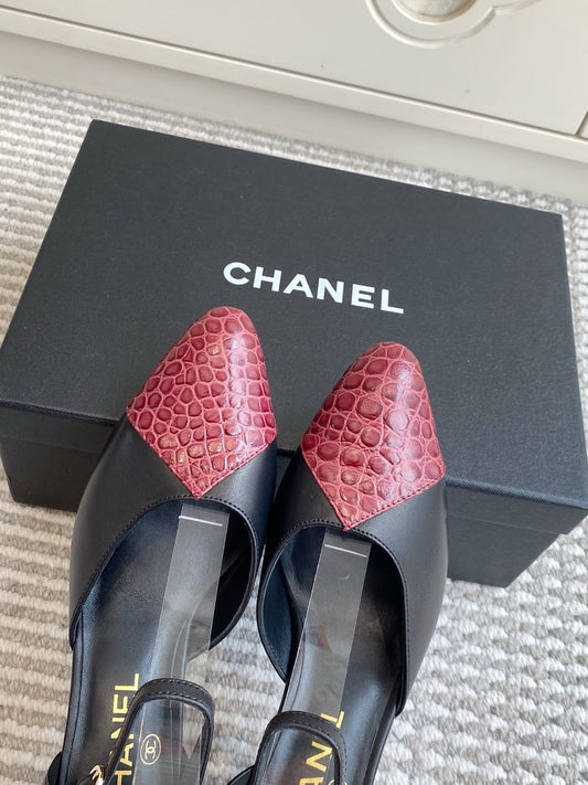 CC 26s Slingback Red Black Embossed Lambskin 909543