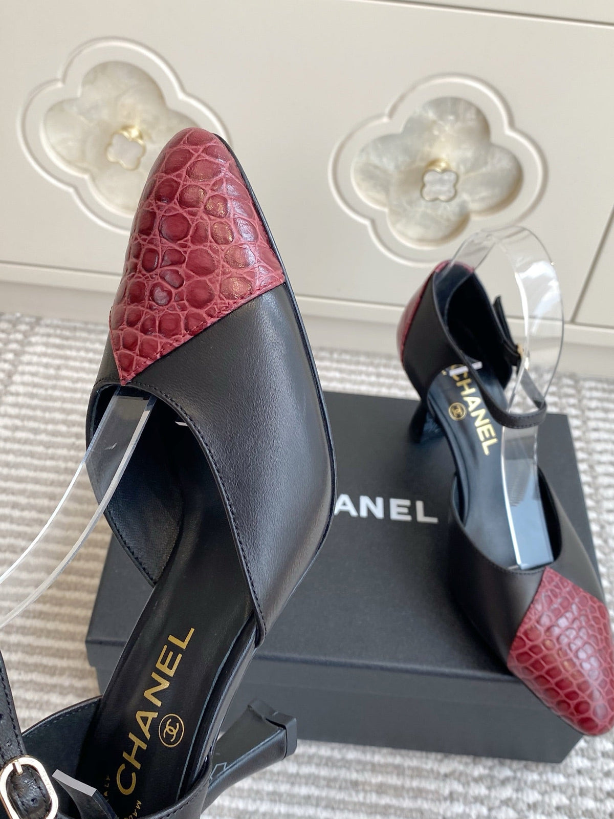 CC 26s Slingback Red Black Embossed Lambskin 909543