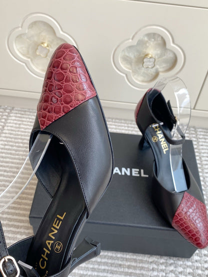 CC 26s Slingback Red Black Embossed Lambskin 909543