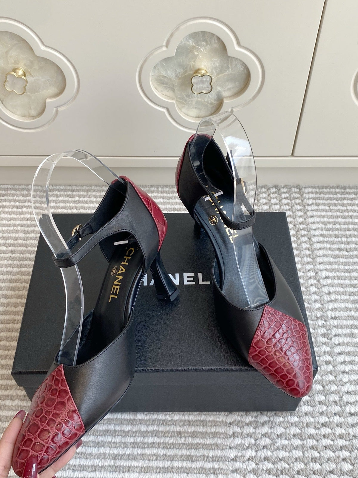CC 26s Slingback Red Black Embossed Lambskin 909543