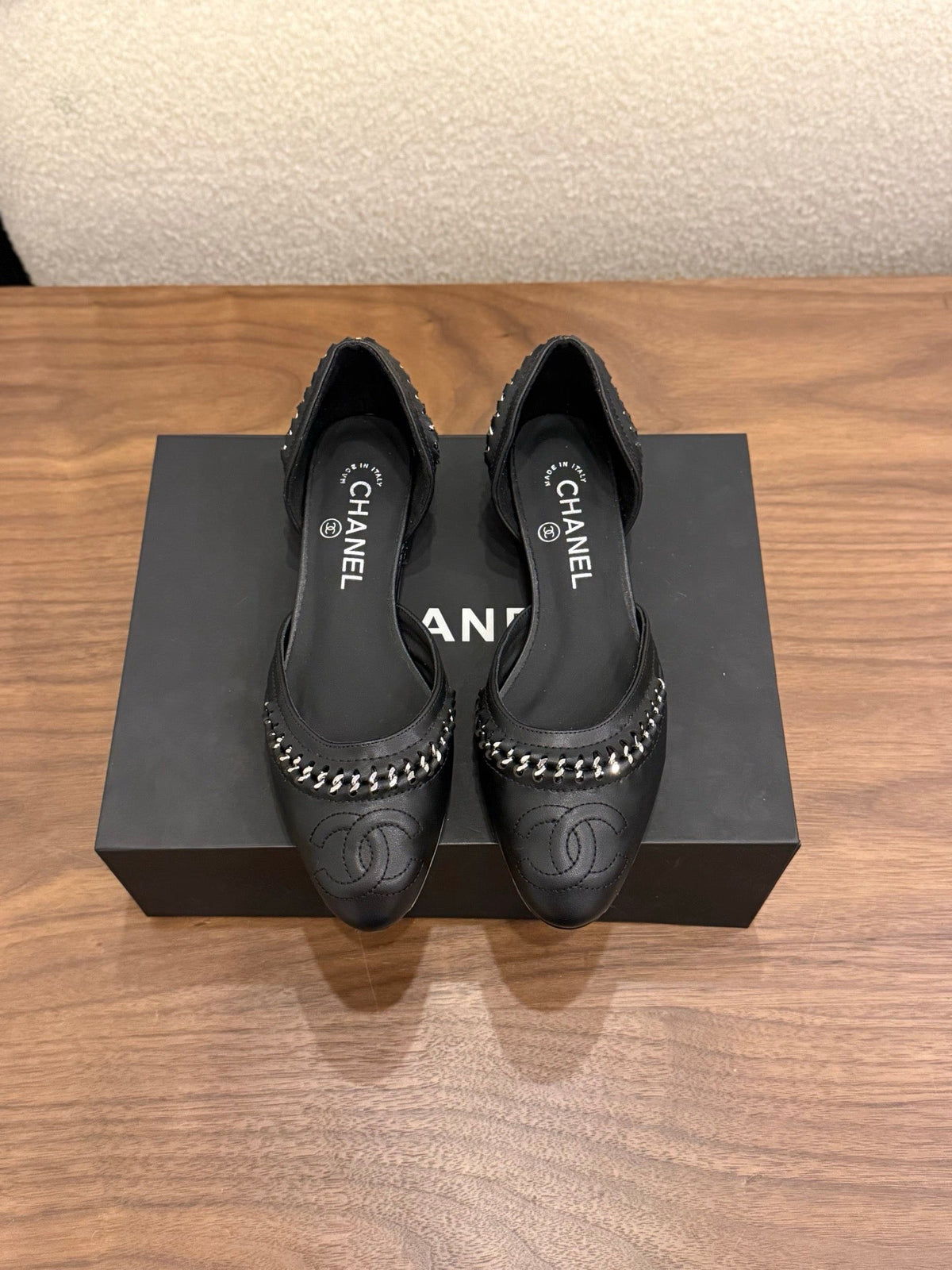 CC 2026 SlingBack Flat Braided Chain Black Calfskin 676191