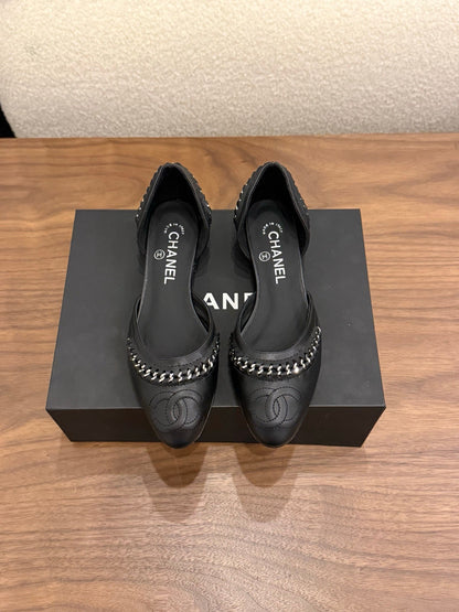 CC 2026 SlingBack Flat Braided Chain Black Calfskin 676191