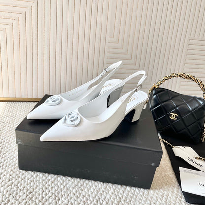 CC 26s Pointed-Toe Slingback White Patent Leather 787139