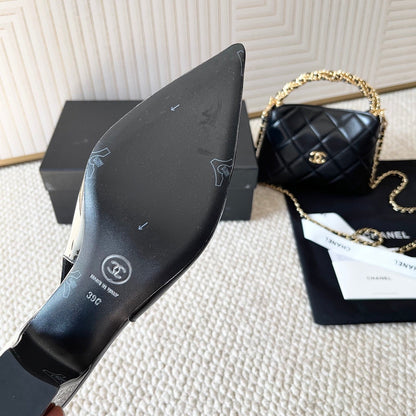 CC 26s Pointed-Toe Slingback Black Patent Leather 787142