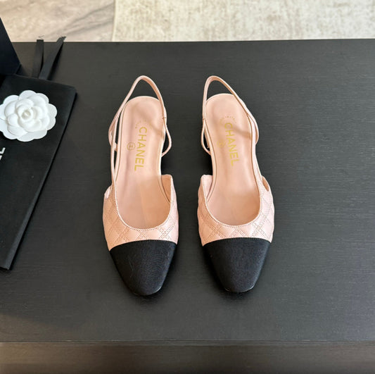 slingbacks flat nude calfskin embroidery