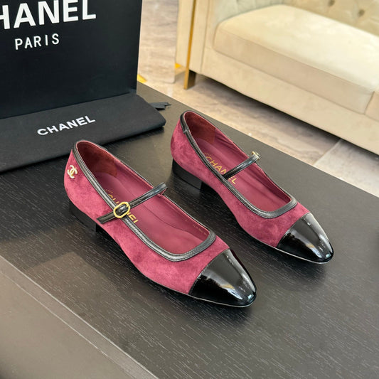 CC Mary Jane Black Dark Red Suede