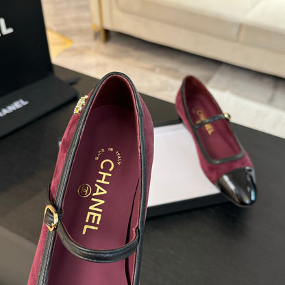 CC Mary Jane Black Dark Red Suede