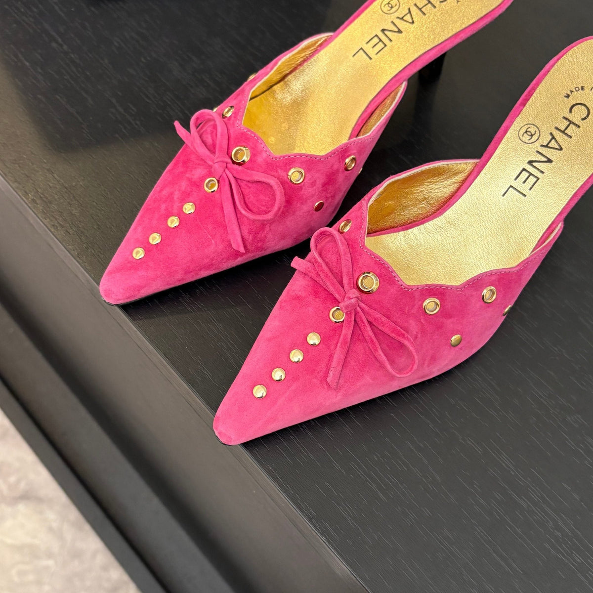 HIGH HEEL MULE 65 MM IN DEEP PINK SUEDE