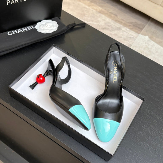 CC Métiers d’art 2026 Slingbacks 8.5cm Black Blue Leather 847277