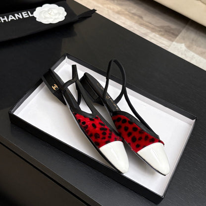 CC 26s Classic Slingback Flat Black Red White Horsehair Patent Leather 907631