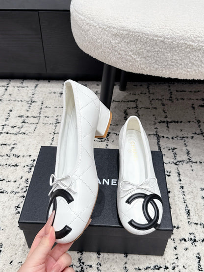 CC 26s High Heels With Bow White Lambskin