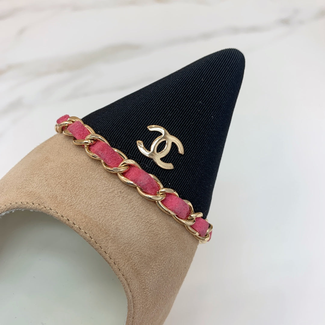 CC 26s Slingback 4.5cm Chain Khahi Suede 792605